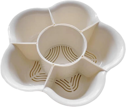 Kichvoe Rotation Vegetable Platter - Drainage System Divided Serving Tray - for Hot Pot Reusable for Family Gatherings and Dinner Parties Compartment Dairy 13.77X7.48X5.11In
