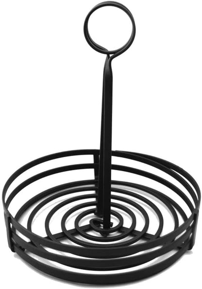 American Metalcraft - FWC69 FWC89 Round Wrought Iron Condiment Rack Basket with Display Handle, 8-Inch, Black