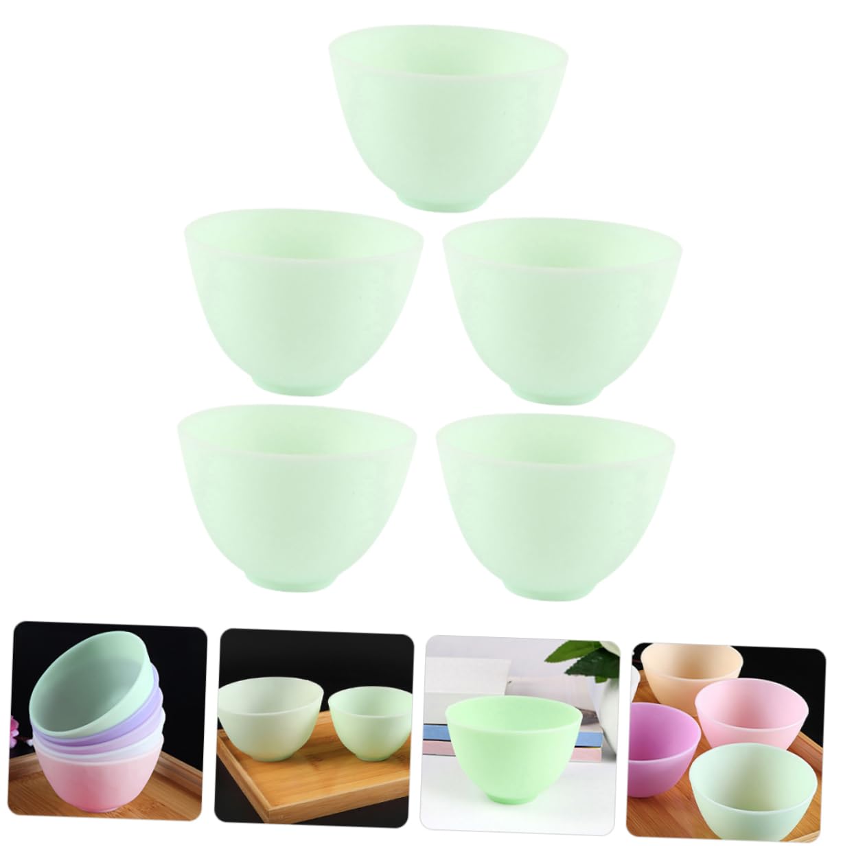 Didiseaon Silicone Mask Mixing Bowl Set 5pcs Facial Mask Mixing Bowl Spa Supplies Non-slip Easy to Clean