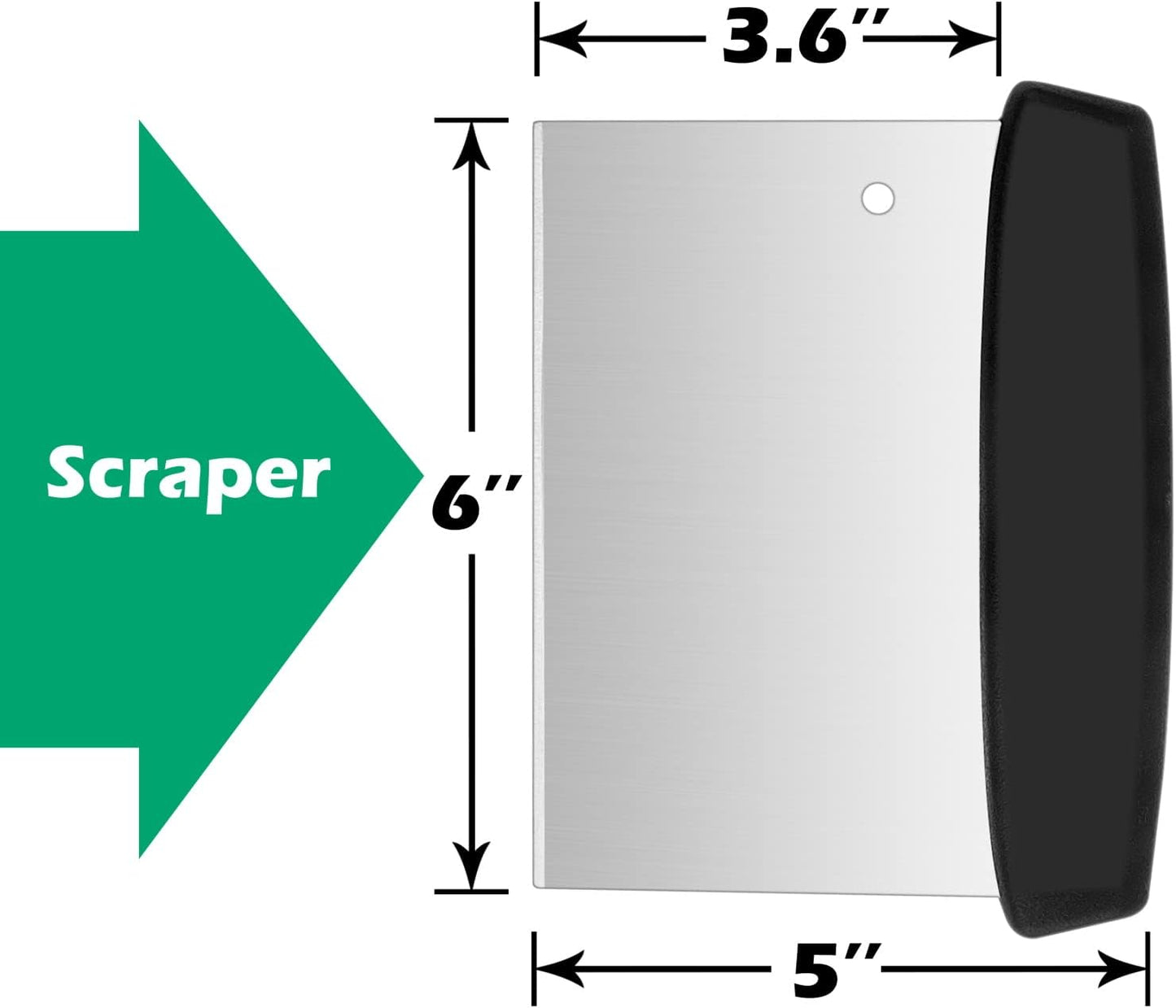 Metal Griddle Scraper Chopper, HaSteeL Stainless Steel Dough Bench Scraper Pastry Cutter with Measuring Marks, Multi-purpose Kitchen Tool for Flat Top Grilling/Baking/Cooking, Dishwasher Safe (2-Pack)
