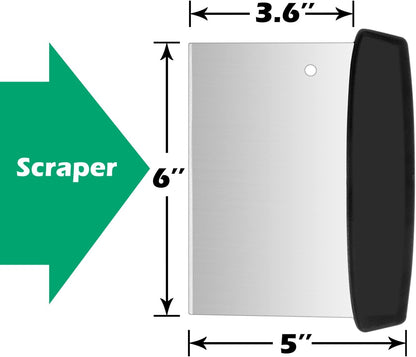 Metal Griddle Scraper Chopper, HaSteeL Stainless Steel Dough Bench Scraper Pastry Cutter with Measuring Marks, Multi-purpose Kitchen Tool for Flat Top Grilling/Baking/Cooking, Dishwasher Safe (2-Pack)