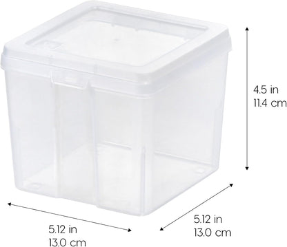 IRIS USA Vertical Storage Bins with Lids |Made in USA| Flip Top Containers for Organizing Pantry, Office, Craft, and Study Supplies - Small (10-Pack)