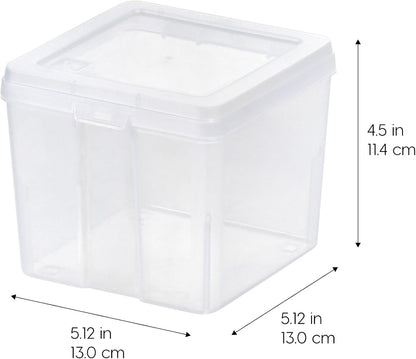 IRIS USA Vertical Storage Bins with Lids |Made in USA| Flip Top Containers for Organizing Pantry, Office, Craft, and Study Supplies - Small (10-Pack)