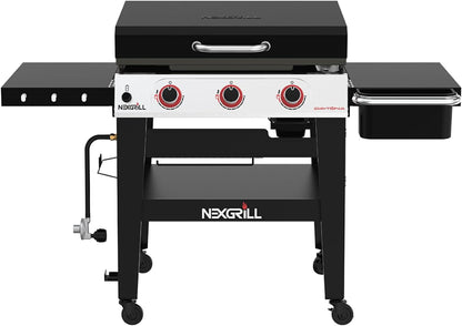 Nexgrill Daytona 4-Burner Propane Gas Griddle with Side Tables, 60000 BTU Flat Top Grill, 756 SQ In. Hot-Rolled Steel Cooking Space, Outdoor Cooking Barbeque, Black/Silver - 720-1058A