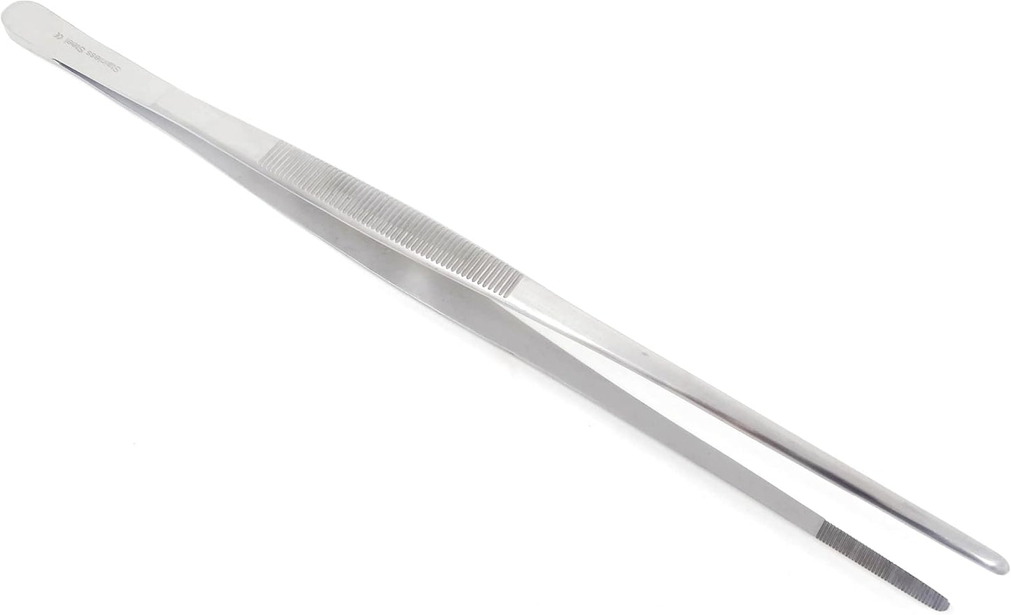 6 Inch Professional Culinary Stainless Steel Precision Tongs with Serrated Tips, Plating/Food Presentation Detailing Serving Tongs, Chef's Kitchen Tweezer Tongs - Ultra Non-Slip Grip