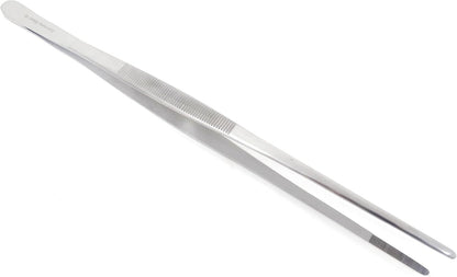 6 Inch Professional Culinary Stainless Steel Precision Tongs with Serrated Tips, Plating/Food Presentation Detailing Serving Tongs, Chef's Kitchen Tweezer Tongs - Ultra Non-Slip Grip