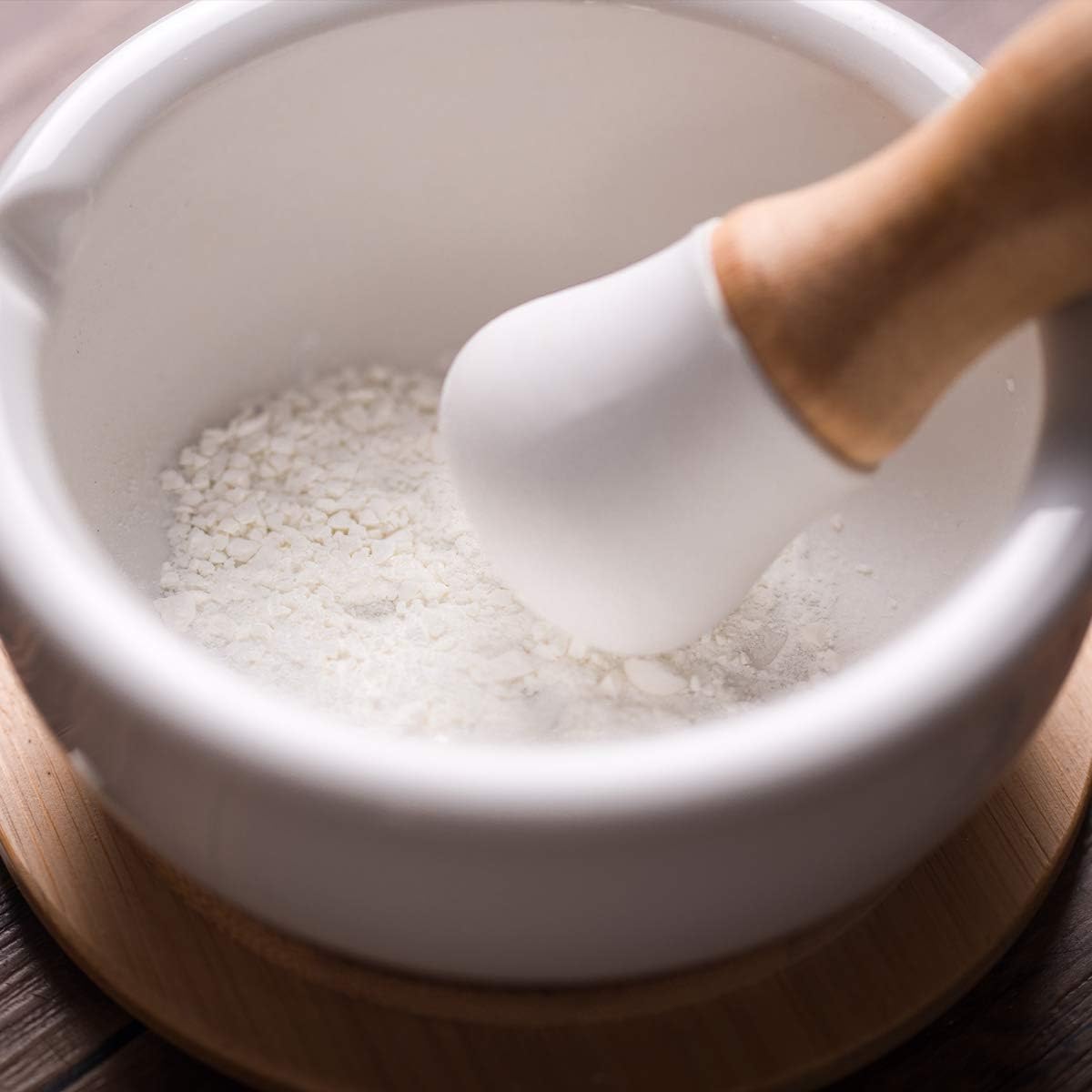 E-liu Porcelain Mortar and Pestle Set with Lid, Functional for Grinding