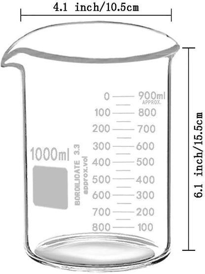 Graduated Glass Measuring Low Form Beaker Set (50ml+100ml+250ml)