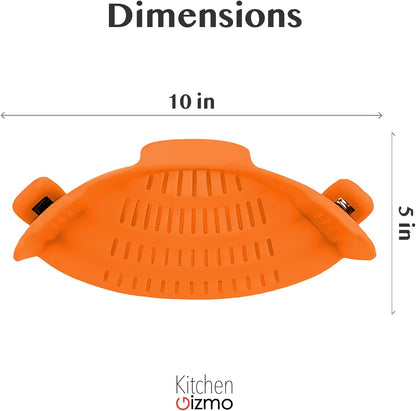 Kitchen Gizmo Snap N' Strain - Silicone Pasta Strainer Clip-On for Pots and Pans - Heat Resistant Colander for Vegetables and Noodles - Kitchen Gadgets for Cooking - Space-Saving Design - Gray