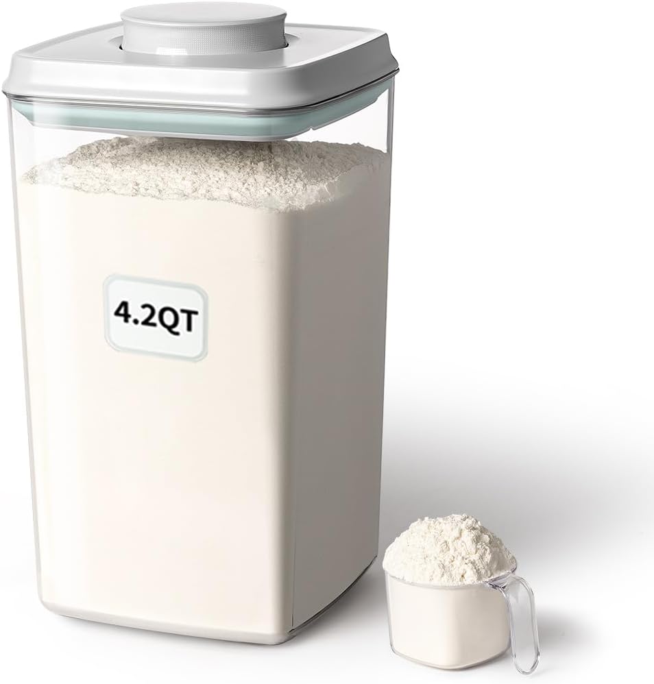 Ankou Food Storage Container Sets, 2.8 Qt *2+ 4.2 Qt *4 Airtight Canisters with Lids and 130ml Scoop, BPA-Free Plastic Pantry Containers for Flour, Sugar, Rice