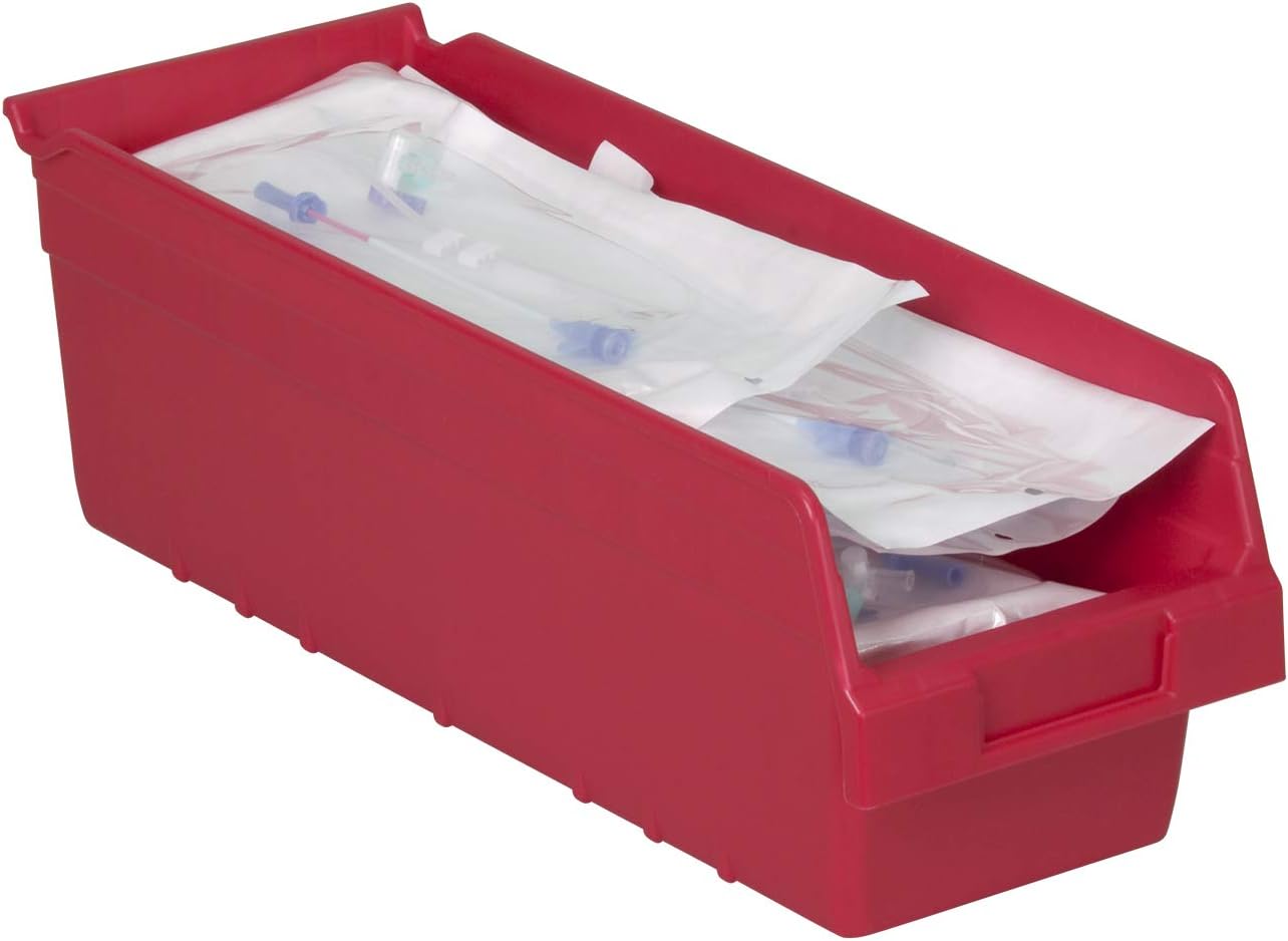 Akro-Mils 30098 ShelfMax Plastic Nesting Shelf Bin Box, 18-Inch Length x 6.75-Inch Width x 6-Inch Height, Clear (10-Pack)