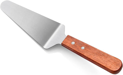 New Star Foodservice Stainless Steel Pie Server with Wood Handle, 10-Inch Restaurant Grade Cake, Pie, Pizza Slice, and Dessert Serving Spatula