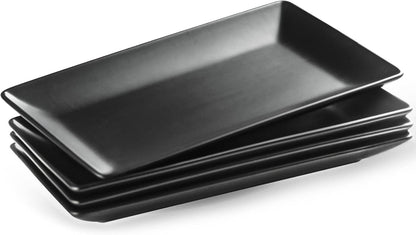 YHOSSEUN 3 Tier Serving Tray Tiered Tray Stand, Ceramic Serving Platters and Trays with Metal Rack, 10+12+14 Inch Large Serving Trays for Party 3 Tier Serving Stand Dessert Display Set, Black
