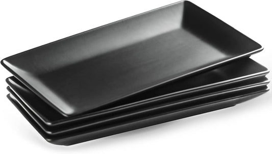 YHOSSEUN 3 Tier Serving Tray Tiered Tray Stand, Ceramic Serving Platters and Trays with Metal Rack, 10+12+14 Inch Large Serving Trays for Party 3 Tier Serving Stand Dessert Display Set, Black