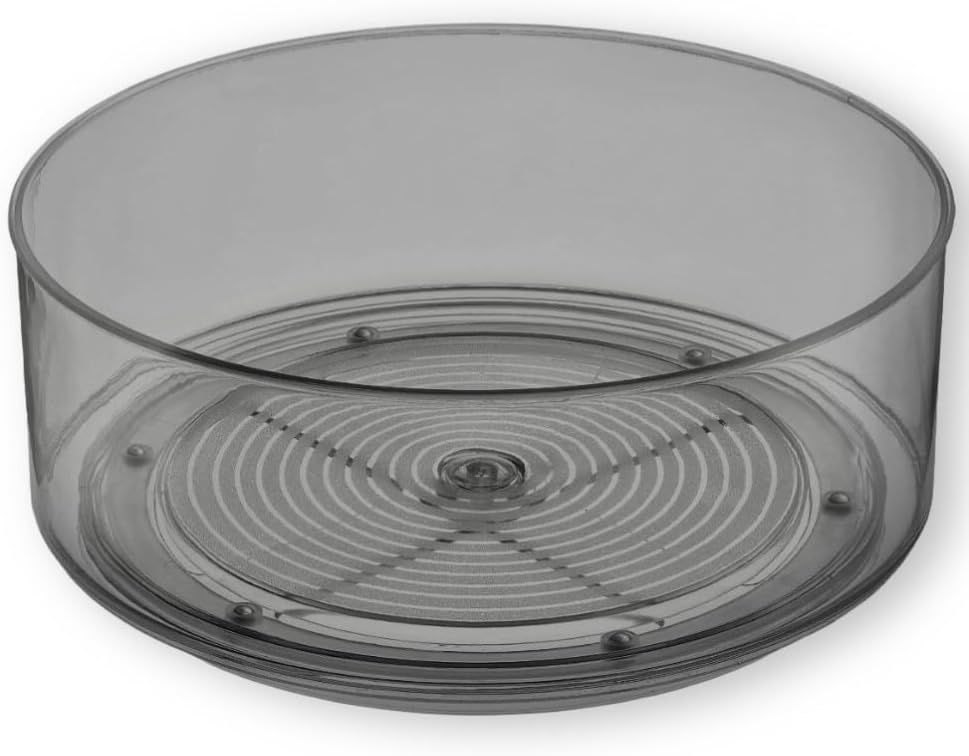 Home Intuition Round Plastic Lazy Susan Turntable Food Storage Container for Kitchen (5 Removable Bin, 2 Pack)