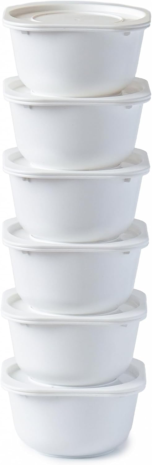 GSM Brands Pizza Dough Proofing Boxes - Stackable Commercial Quality Trays with Covers (5.3 x 5.3 x 2.5 Inches, 20 fl. oz. Each) - 6 Trays and 6 Covers