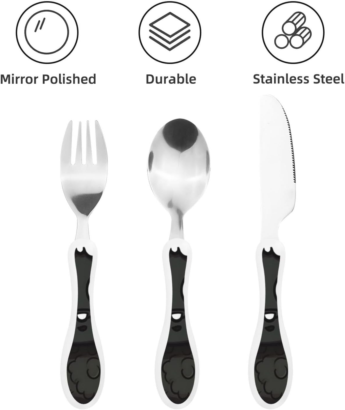 3-Piece Kids Silverware Set With Storage Case, Stainless Steel Reusable Children Safe Knife Spoon Fork Set Grim Reaper Children Flatware Set For Kids Lunch Box