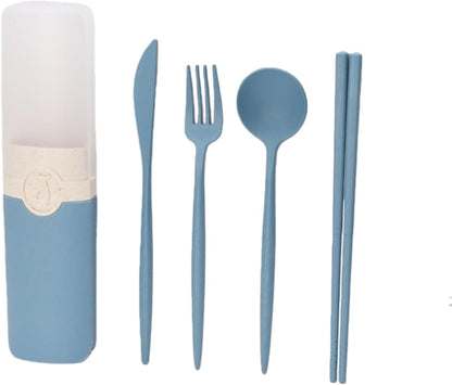 Reusable Utensils Set With Case,Travel Utensils With Case,Reusable Lunch Box Accessories,Portable Chopsticks Knife Fork And Spoon Lunch Set For Travel Daily Use