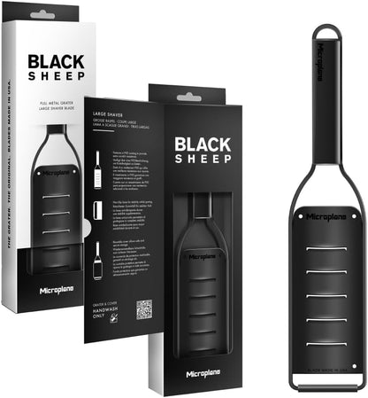 Microplane Kitchen Zester Grater with a Stainless-Steel Blade - Made in USA, for citrus, parmesan, ginger, chocolate & nutmeg from the Black Sheep Series