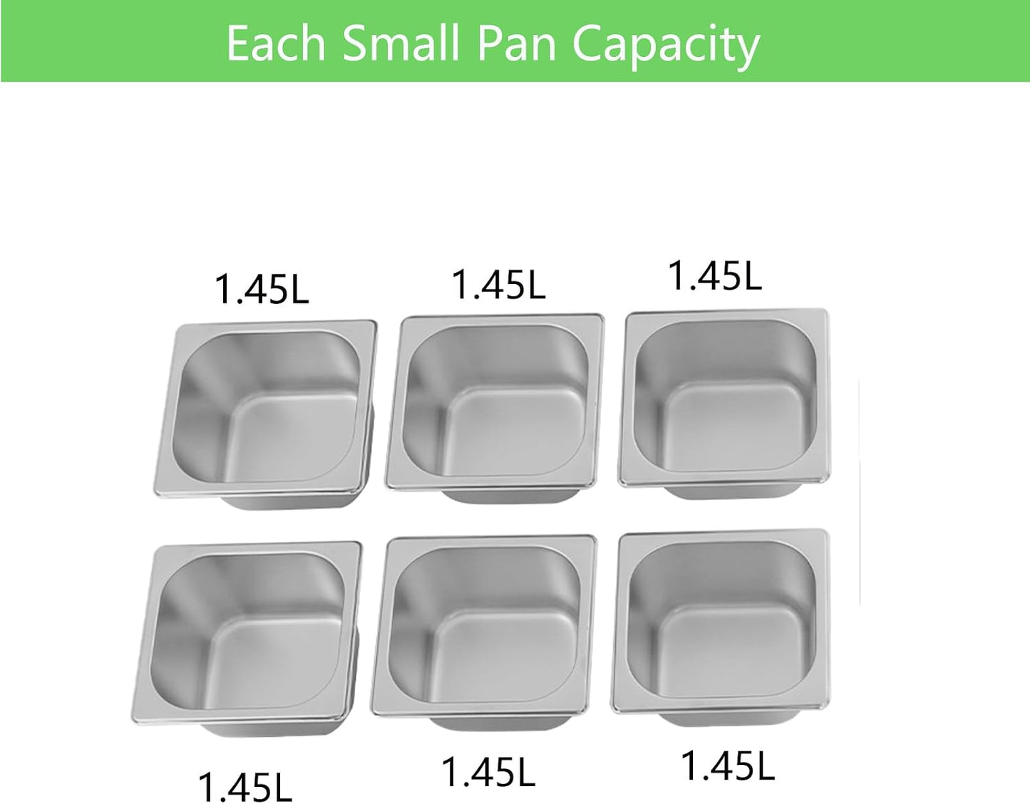 3/4/6 Compartment Stainless Steel Fruit Serving Set with Removable Acrylic Lids, Drainage Mats - Commercial Food Storage Containers for Buffet, Restaurant (3-Pan)