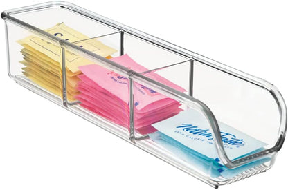 iDesign Plastic Packet and Tea Bag Organizer, Clear | Kitchen Storage Container, For Sugar, Salt, Pepper, Sweeteners, Tea Bags, Spices, The Linus Collection