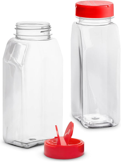 2 Pcs Large Seasoning Shaker Containers, 32 oz, Dual Flip-Top Lids, Clear