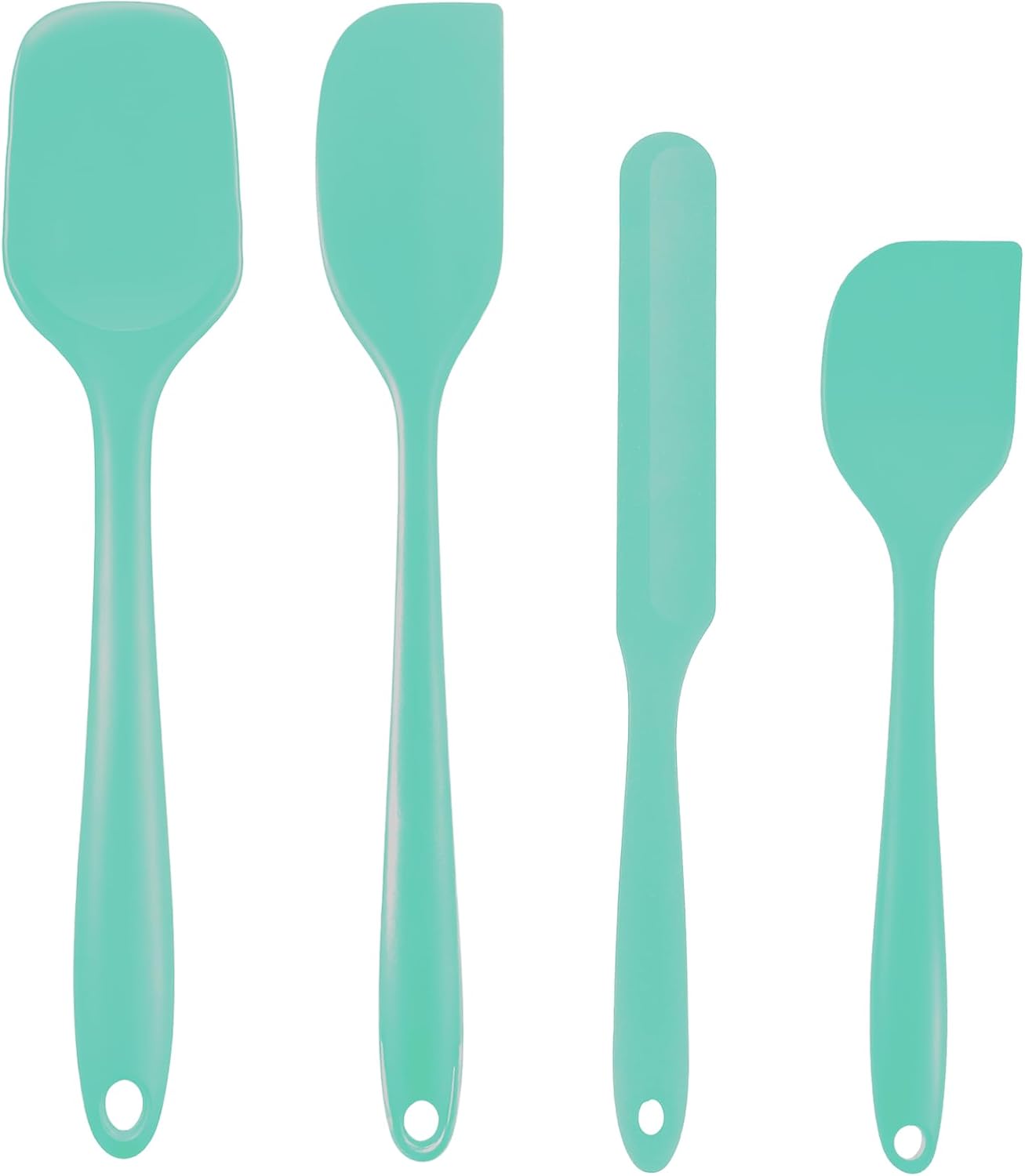 Silicone Spatula Set, Food Grade Rubber Spatula, 4 Pcs Heat Resistant Silicone Spatulas, One Piece Design Non-Stick Kitchen Utensils for Cooking, Stirring, Baking & Mixing, Dishwasher Safe (Black)