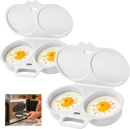 Dual Cavity Microwave Egg Poacher 2 Eggs, Quick Oil-Free Cooking，black