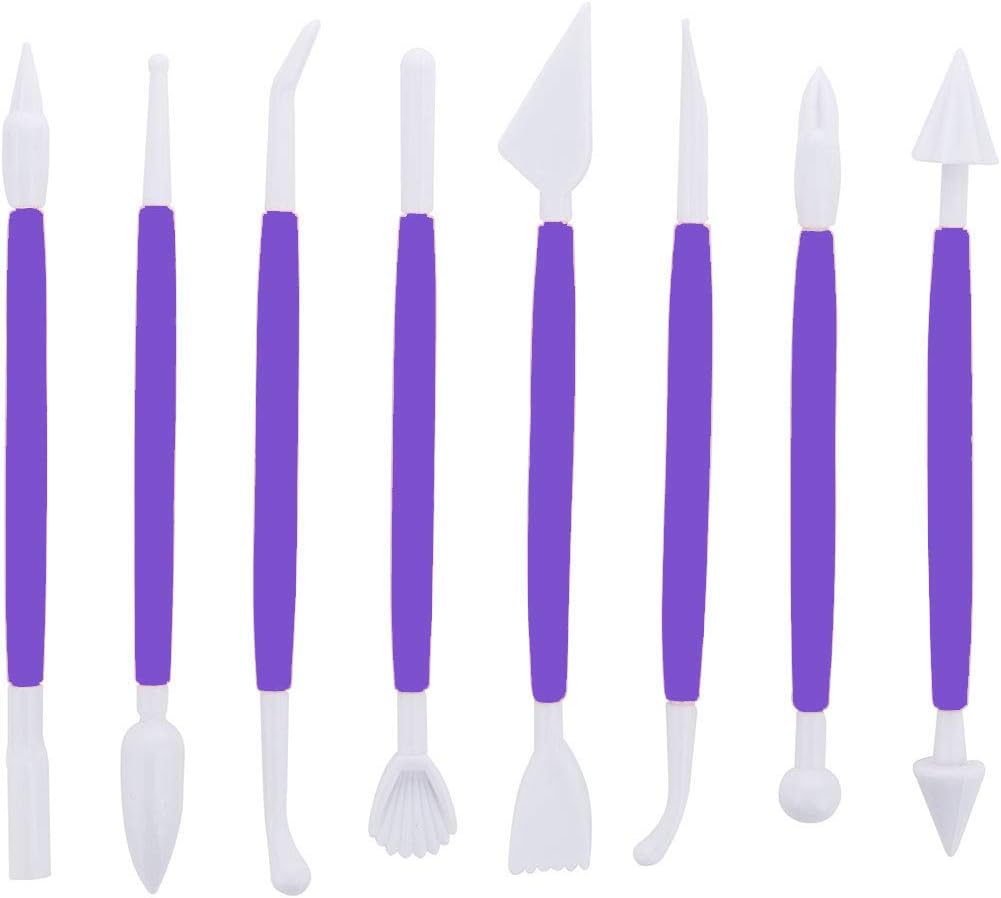 ScivoKaval Marshmallow Fondant Cake Decorating Hand Tool 12 Pcs 5 Sets Sugarcraft Gumpaste Icing Smoother Rolling Pin Trimmer Cutter Embosser Flower Scissor Modelling Accessories Supplies Kit Multi