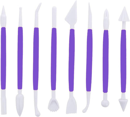 ScivoKaval Marshmallow Fondant Cake Decorating Hand Tool 12 Pcs 5 Sets Sugarcraft Gumpaste Icing Smoother Rolling Pin Trimmer Cutter Embosser Flower Scissor Modelling Accessories Supplies Kit Multi