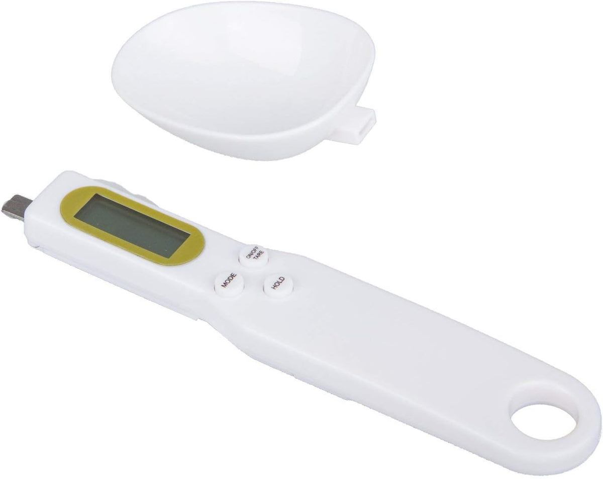 Food Scale Spoon, Digital Kitchen Scale High Precision Small Scale with Tare Function Weighing and Measuring Dry Liquid Ingredient Milk Tea Flour Medicine 1.1lb/500g(0.1g), C52 White