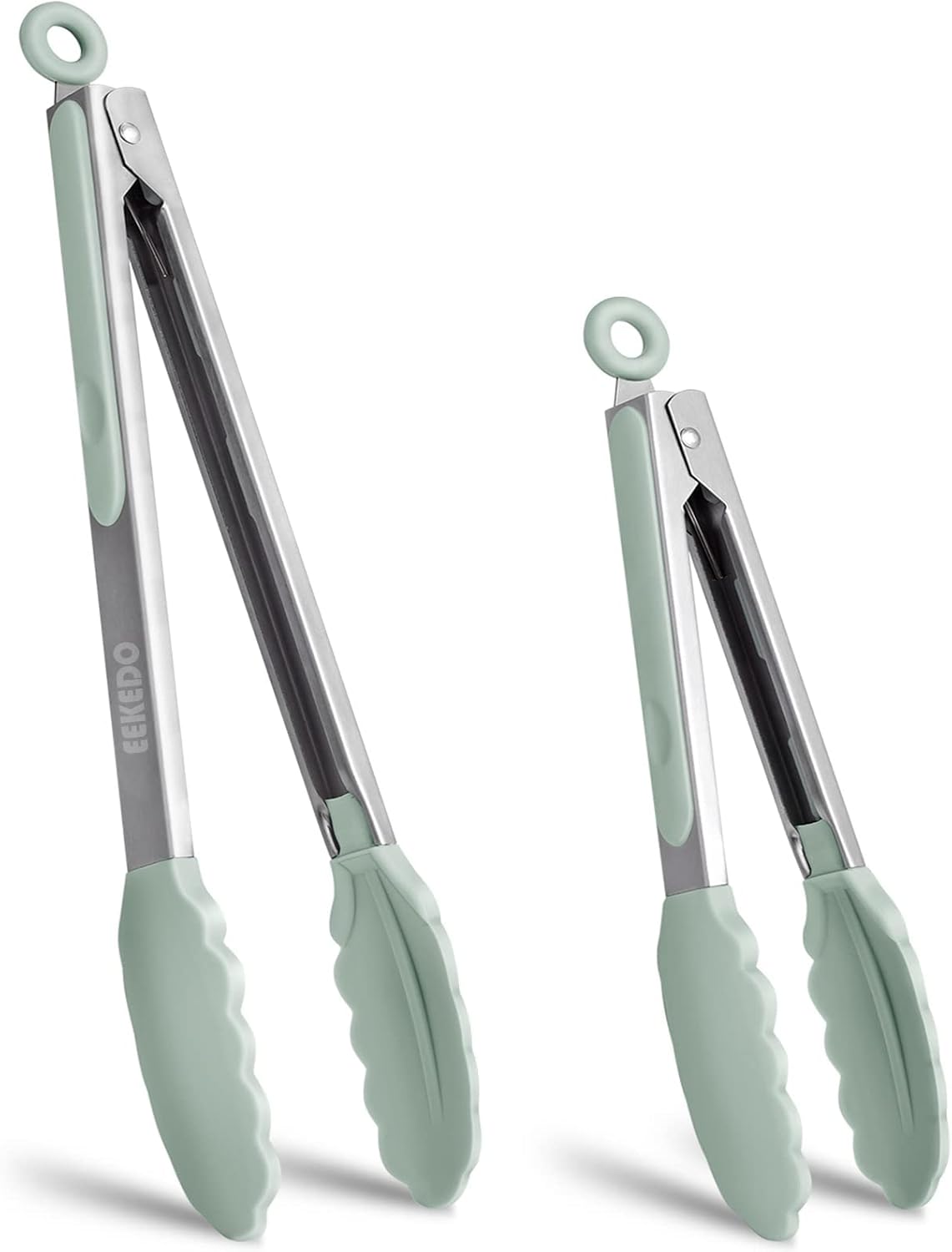 Kitchen Tongs, Stainless Steel Cooking Tongs with Silicone Tips, 600ºF High Heat-Resistant Non Scratch Locking Tongs for Cooking BBQ Grilling Air Fryer Pans, Set of 3 (7" 9" and 12") Black