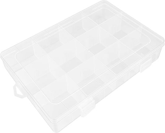 ZUFECY Small Fishing Tackle Box, 12 Clear Plastic Parts Organizer with Adjustable Dividers, Transparent Organizer Tray Organizers and Storage Box for Tackle Bead