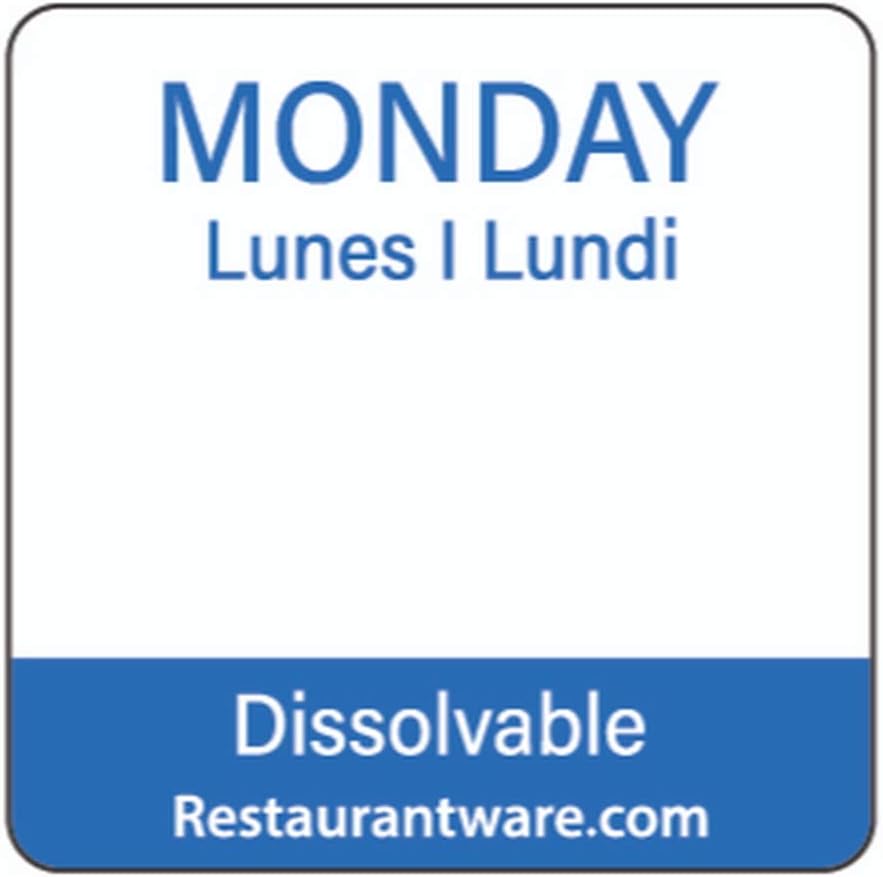 Restaurantware RW Smart 1 Inch x 1 Inch Food Rotation Labels 500 Dissolvable Food Safety Labels - Premium Trilingual Green Paper Day Of The Week Labels For Food Storage Or Prep Friday
