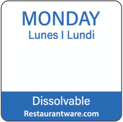 Restaurantware RW Smart 1 Inch x 1 Inch Food Rotation Labels 500 Dissolvable Food Safety Labels - Premium Trilingual Green Paper Day Of The Week Labels For Food Storage Or Prep Friday