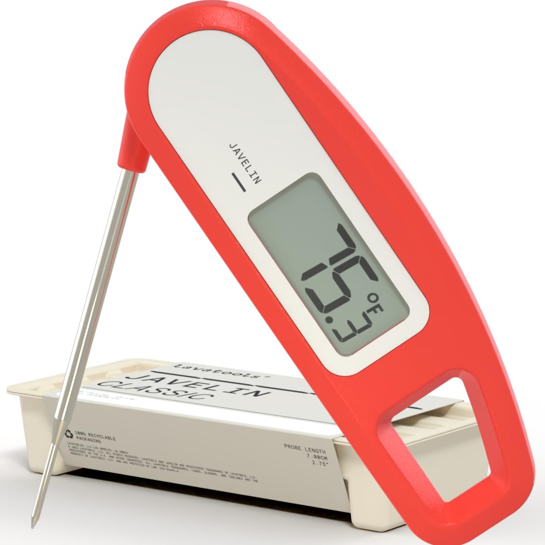 Lavatools Javelin® Ultra-Fast 3-Second Digital Instant Read Meat Thermometer for Grill and Cooking, 2.75" Probe, Compact Foldable Design, Large Display, IP65 Water Resistant, NSF Certified – Sesame