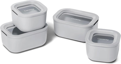 Caraway 13pc Glass Food Storage Container Set - Easy to Store, Non Toxic Lunch Box - with Glass Lids - Includes Storage Organizer - Mist