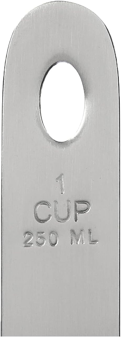 Norpro Stainless Steel 4 Pc Measuring Cup Scoop Shaped Set Metric Equivalents, Silver, 10.5 x 3.5 x 2 inches