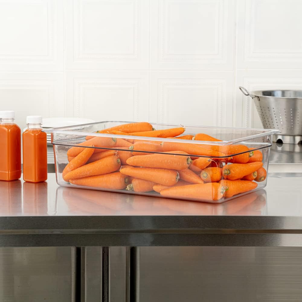 Restaurantware-2.5 Inch Deep Food Pans, 1 1/6 Size Commercial Food Storage Container - Freezable, Break-Resistant, Clear Plastic Cold Pans, Dishwashable, For Kitchens, Restaurants, Or Cafeterias