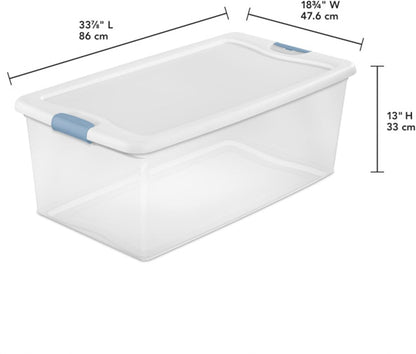 Sterilite 6-Pack Latching Box, Under Bed Storage Bins with Lids, Clear Plastic, 25 Quart - Heavy-Duty Organizing Containers for Closet, Bathroom, and Office
