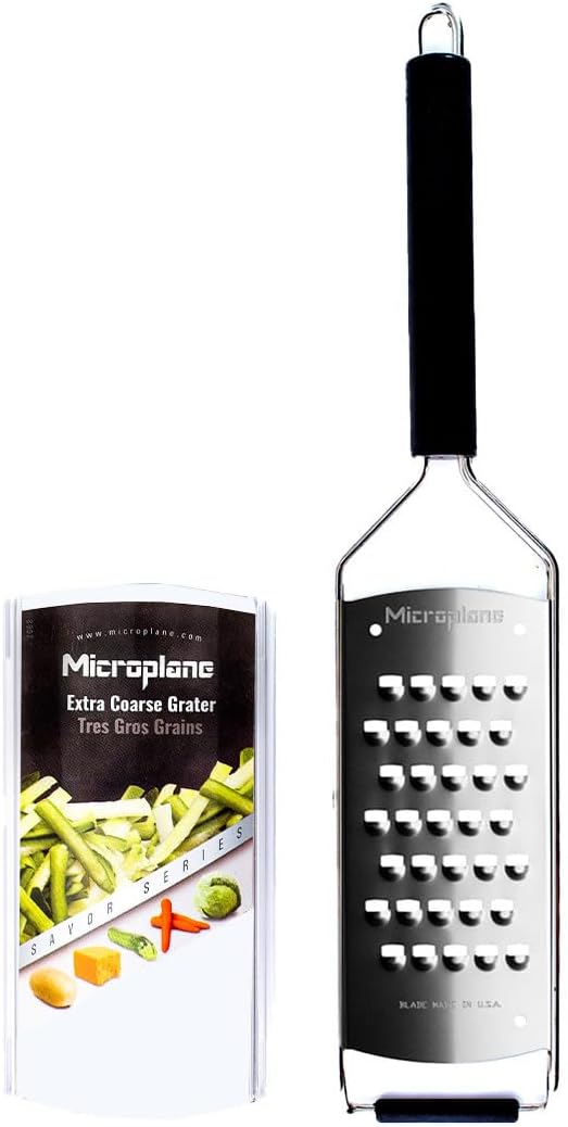 Microplane Savor Series Kitchen Grater Fine in Black for Hard Cheese Parmesan, Citrus Lemon, Orange, Lime, Ginger, Nutmeg, Cinnamon, Garlic, Chili, Chocolate - Stainless Steel Grater Made in USA