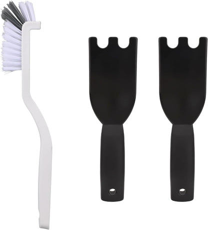 2pcs Universal Grill Scraper & Brush for George Foreman Indoor Grills and Other with Grooves, Heat-Resistant Spatula Cleaner Tool with Comfortable Grip (Black)