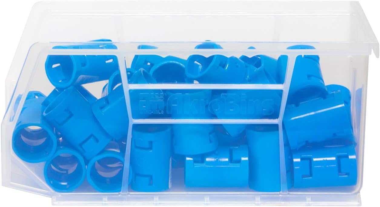 Akro-Mils 30230 AkroBins Plastic Storage Bins, Space-Saving Stackable Bins for Garage, Pantry, Craft Organization, 10.5 "L x 5.5 "W x 5"H, Blue, 12-Pack
