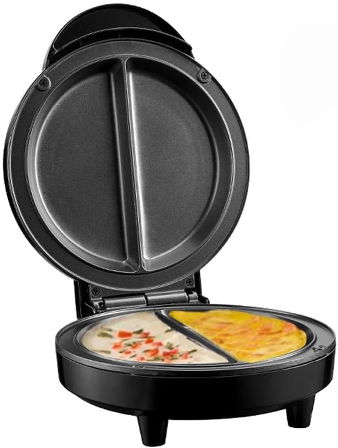 Dual Zone Electric Omelette Maker 2026|Non-Stick Double Omelet Pan with Fast Heating|Perfect for 2 Eggs,Breakfast Sandwiches,Frittatas|1000W Compact Kitchen Appliance (Black)