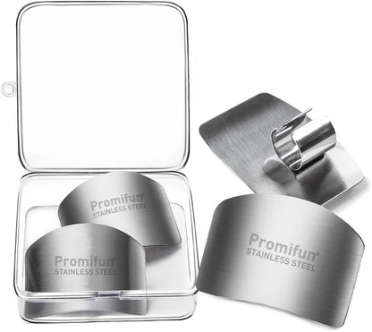 Promifun Finger Guards for Cutting, 8 Pcs Stainless Steel Finger Protector for Cutting Food, Knife Guard, Chopping Protector for Dicing and Slicing in Kitchens