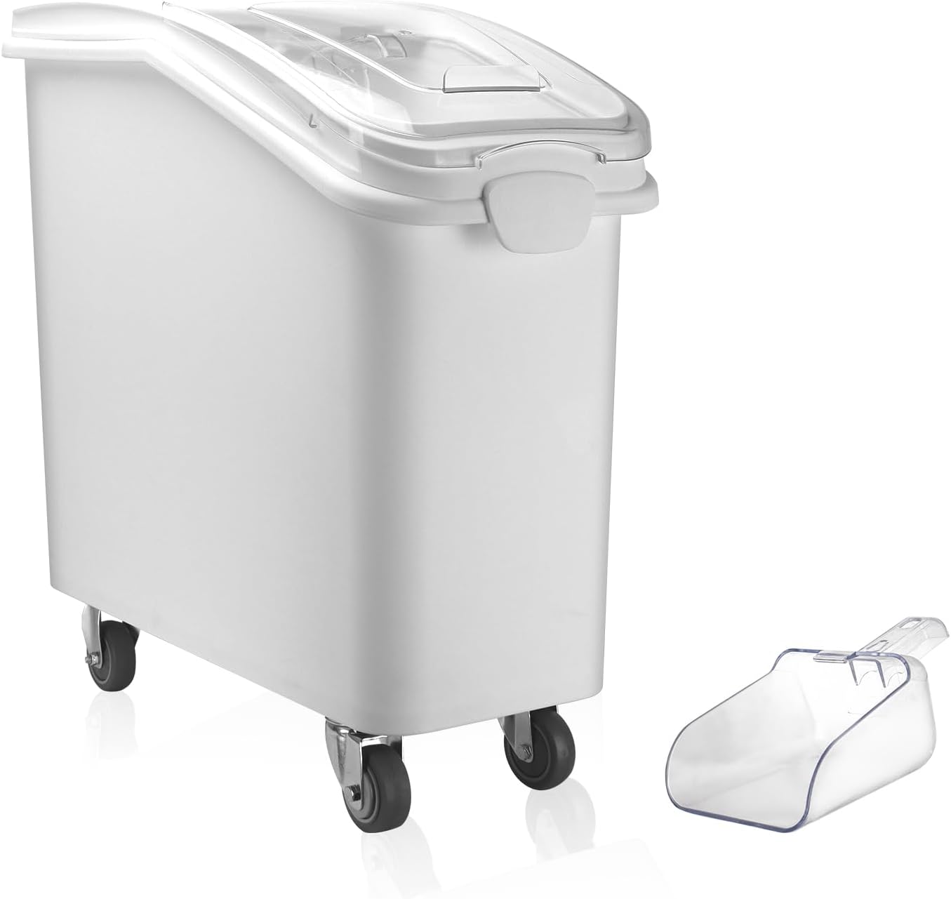 26.93 Gallon Commercial Flour Bin with Locking Wheels,Mobile Ingredient Storage Container,Holds 227lb Sugar /149lb Flour,Kitchen & Pantry Organizer