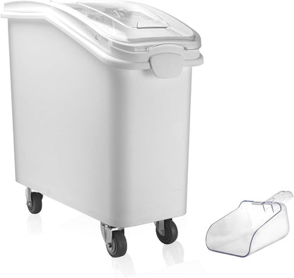 26.93 Gallon Commercial Flour Bin with Locking Wheels,Mobile Ingredient Storage Container,Holds 227lb Sugar /149lb Flour,Kitchen & Pantry Organizer