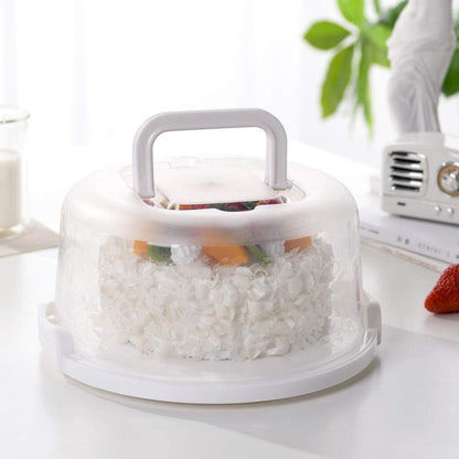 Plastic Small Cake Carrier Holder Cover Round Container with Collapsible Handles Suitable for 7 inch Diameter and 2.5 inch Height Cake (Pink)