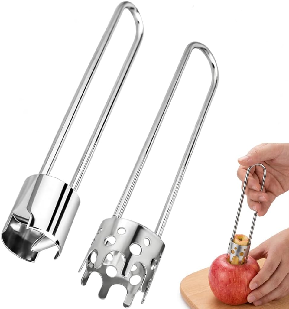 2pcs Apple Corer Set, Tomato Corers, Pepper Corer Seed Remover Tool for Kitchen, Ideal for Fruits and Vegetables Core Removal, Home Cooking, Salad Making and Food Preparation