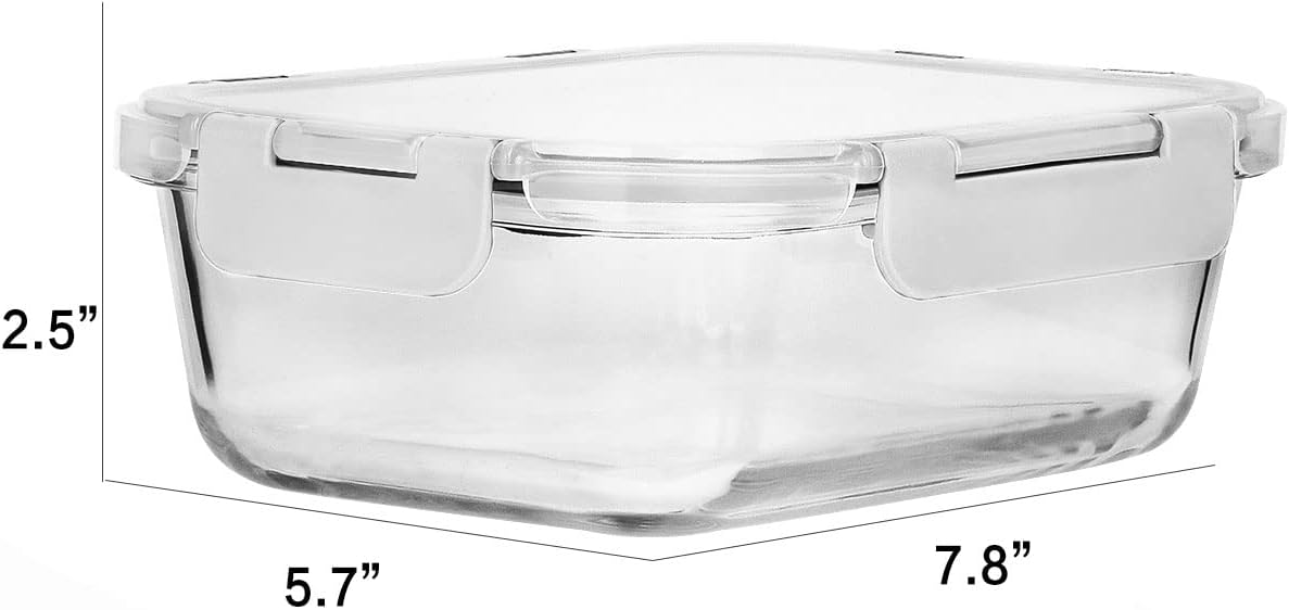 [8-Pack,30 oz]Glass Meal Prep Containers,Glass Food Storage Containers,Airtight lunch Containers with Lids, Microwave, Oven, Freezer and Dishwasher